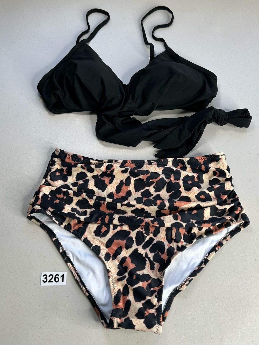 Women’s Bikini Set Small Black Animal Print Tummy Control